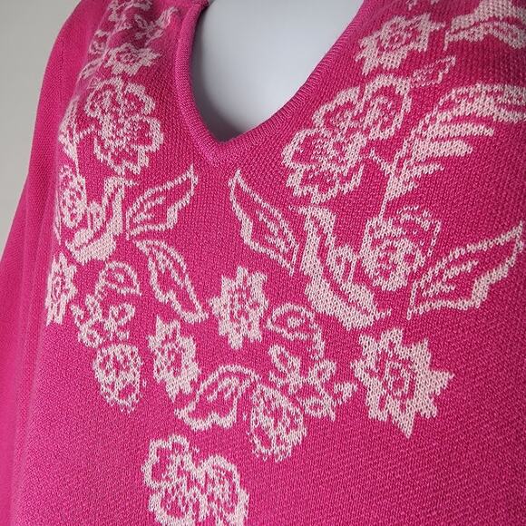 Susan Graver Women’s L Pink Floral Embroidered Knit Sweater Pullover Long Sleeve - Picture 3 of 10